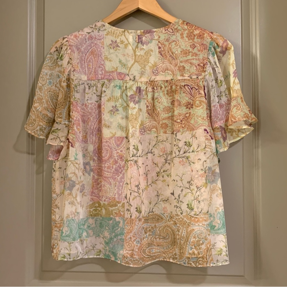 Misa Para Sheer Chiffon Blouse Top in Ischia Paisley Size S - Picture 12 of 16